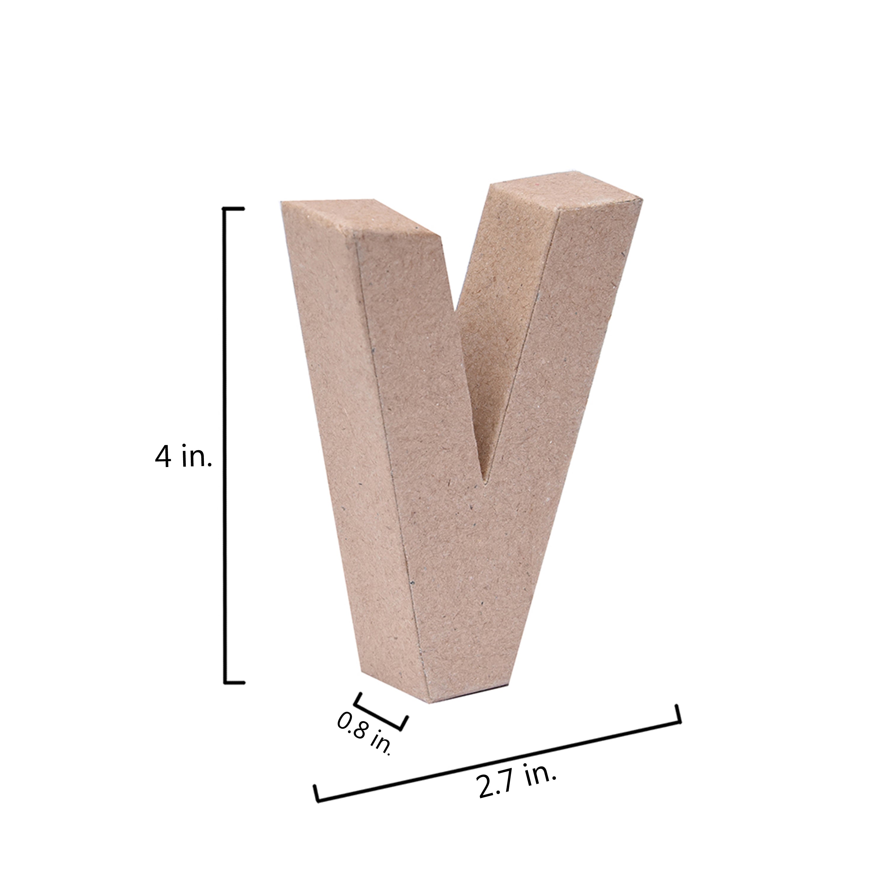 Paper Mache Alphabet V Approx 2.8 X 4 X 0.78Inch 1Pc Lb