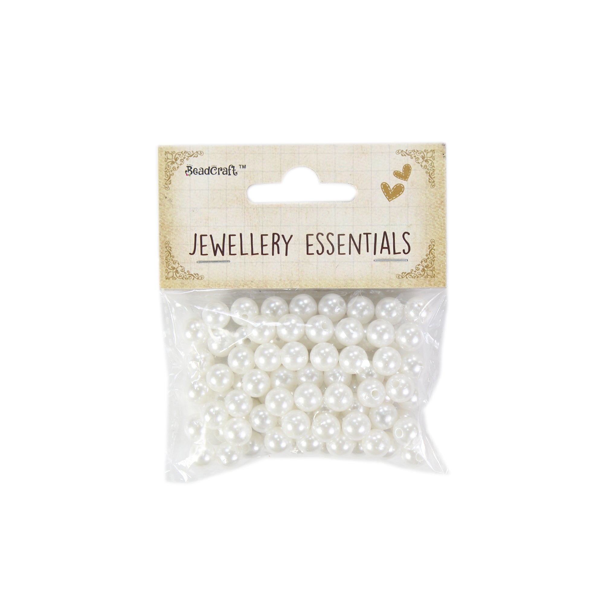 Pearl Beads Plastic 8mm White 20gm