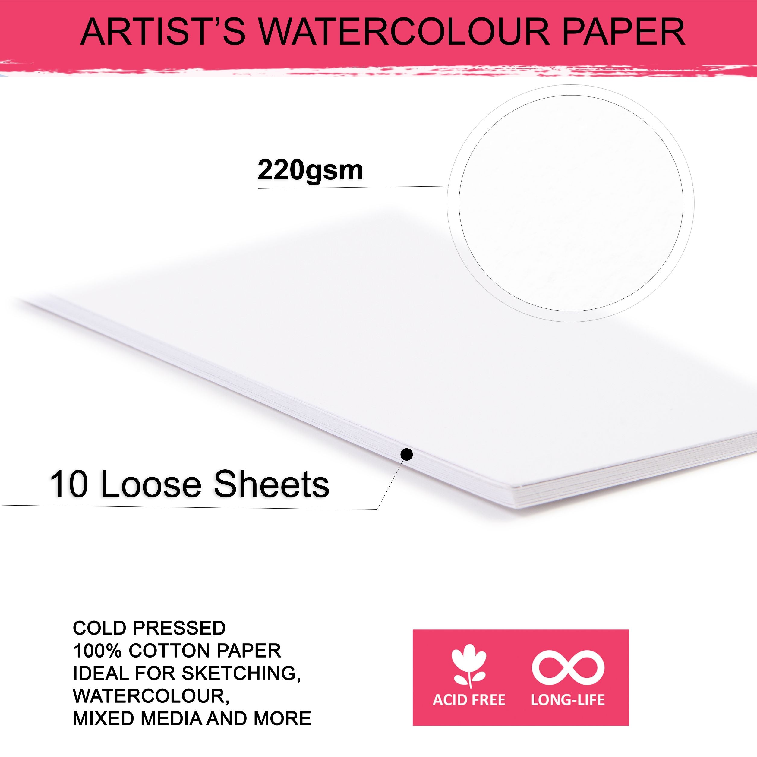 Artist`s Water Colour Paper Cold Pressed A4 Size 220 Gsm Pack Of 10 Sheets