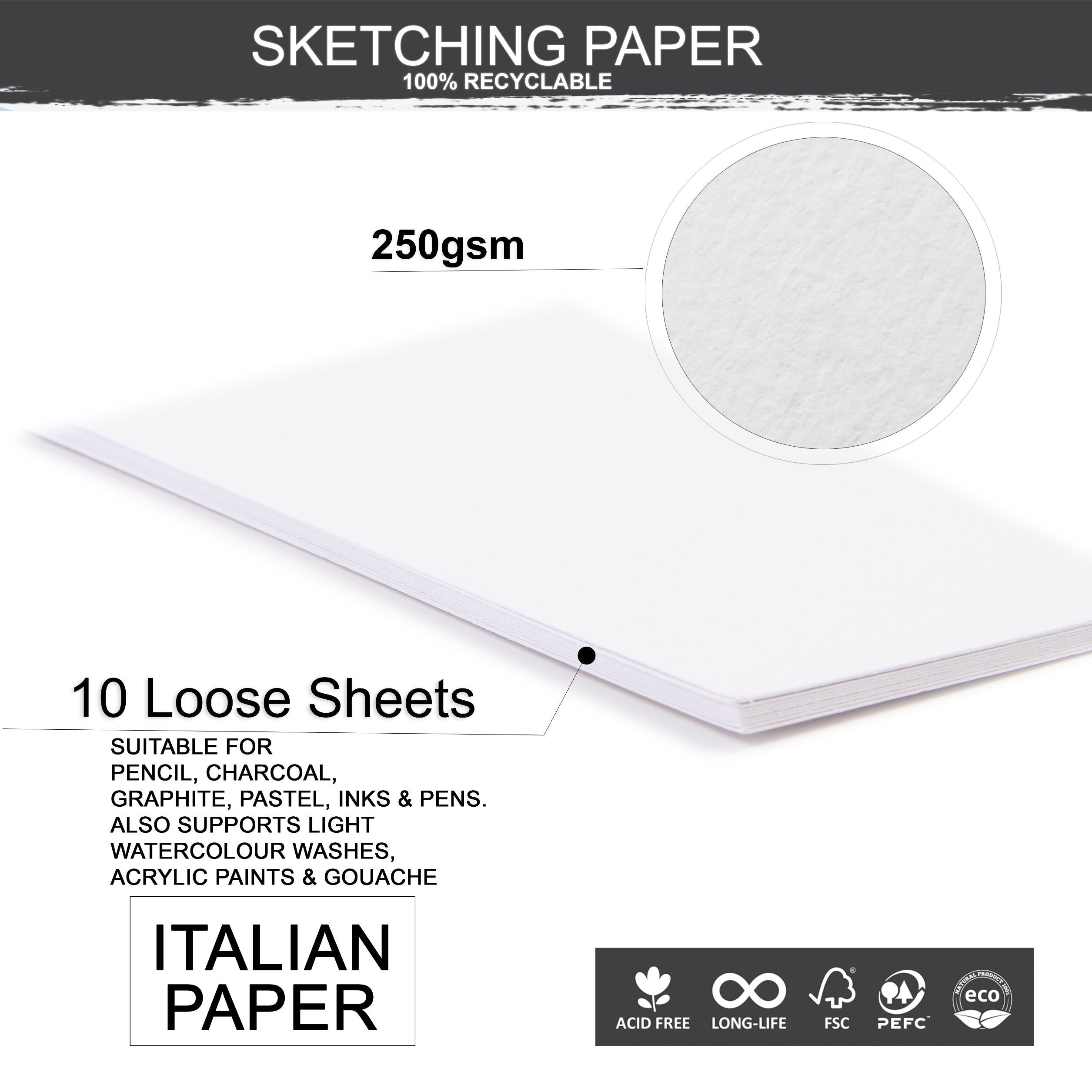 Sketching Paper A4 Size 250 Gsm Pack Of 10 Sheets Pb Lb