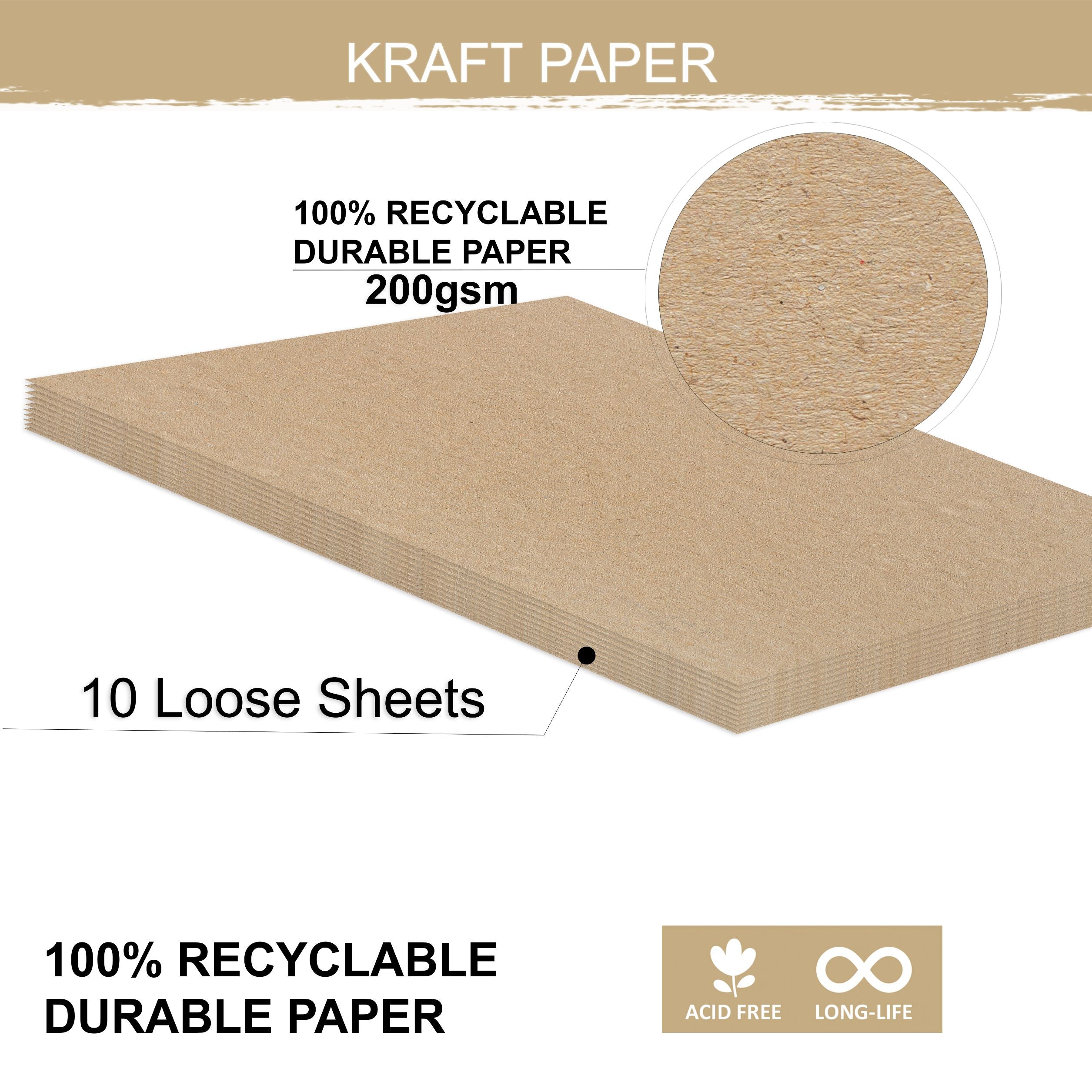Kraft Paper A4 Size 200 Gsm Pack Of 10 Sheets