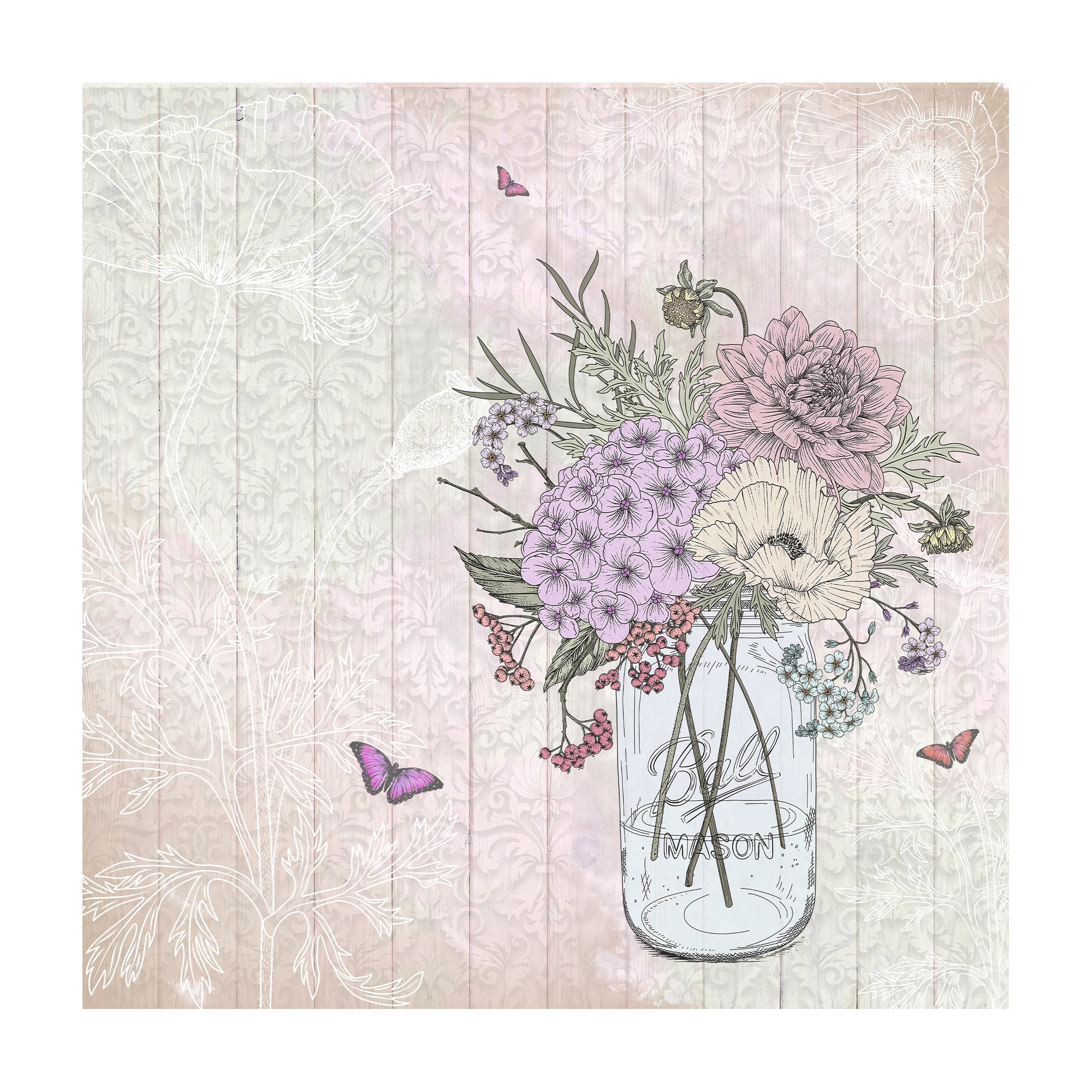 Printed Cardstock Pack - Botanical Garden, 12 X 12inch, 12Designs, 250gsm, 12Sheets