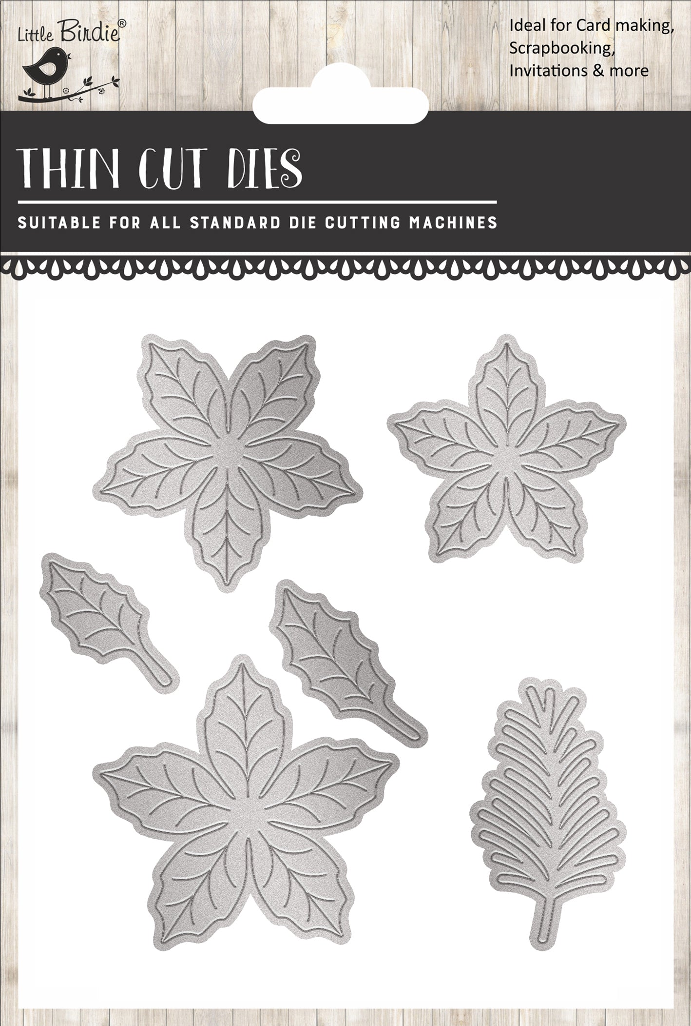 Christmas Thin Cut Dies Poinsettia 80 x 93mm 6pc
