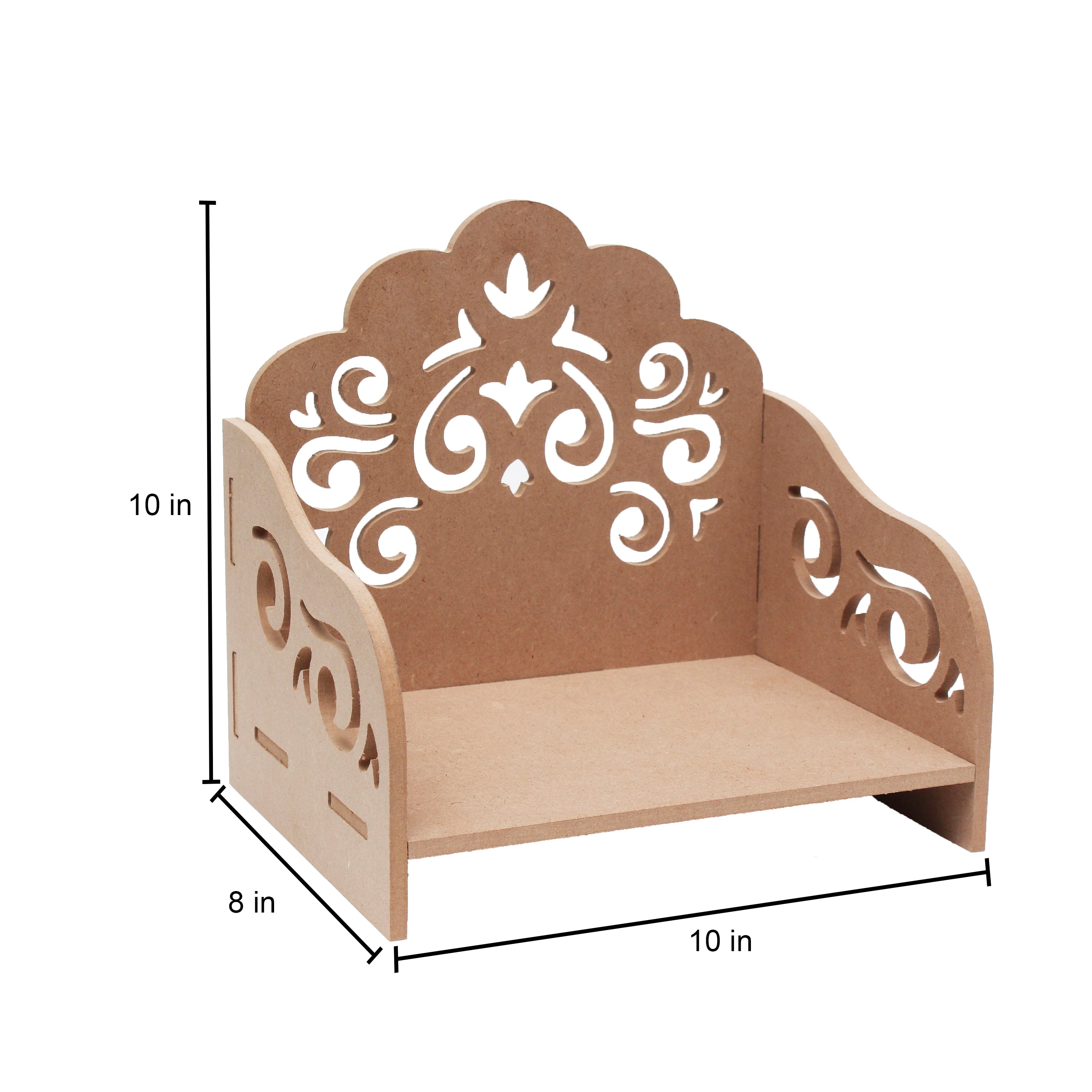 MDF Damask Festive Pooja Mandap - 10 X 10.25 X 8.5 inch