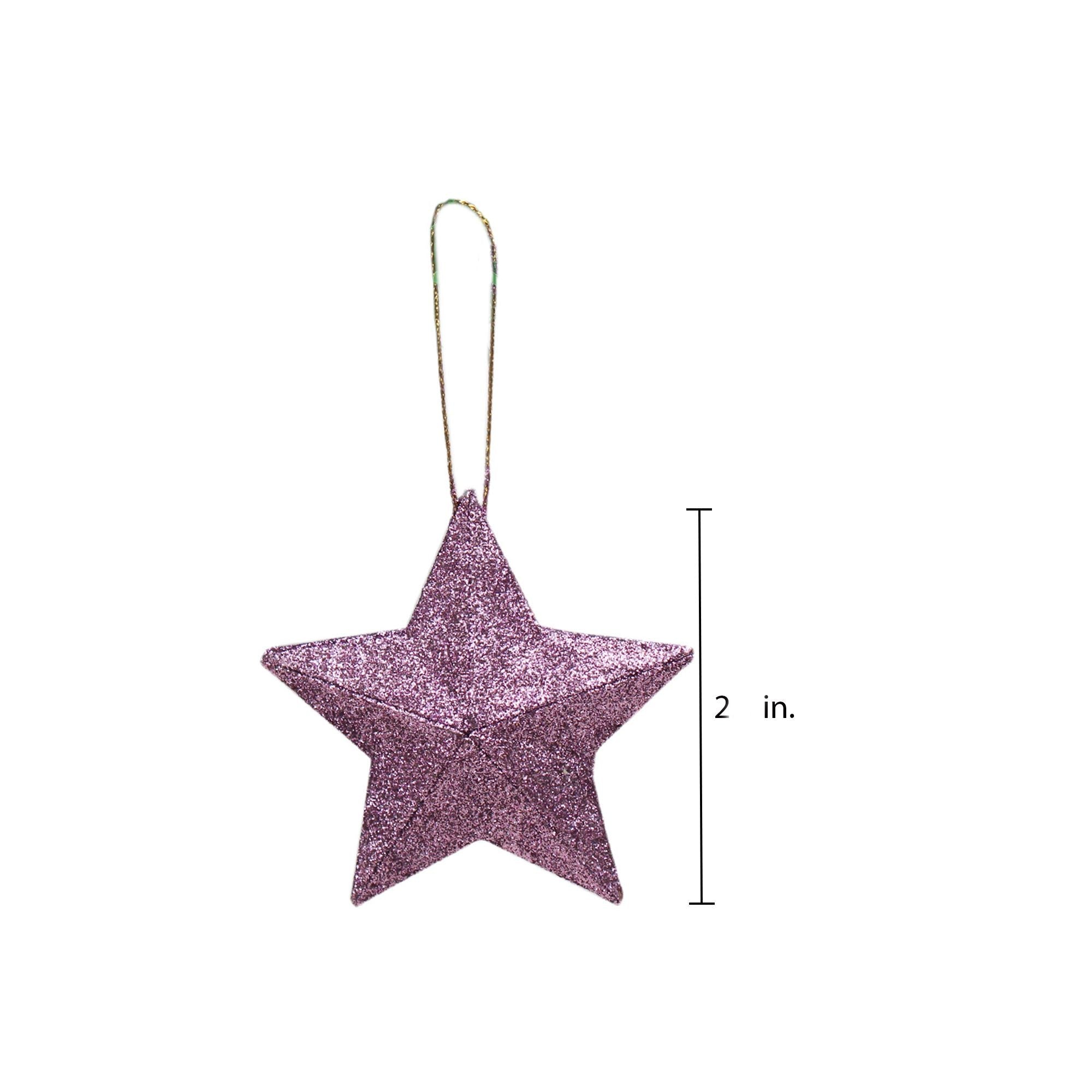 Handmade Christmas Ornaments - 3D Glitter Star s, 2inch, Purple, 8pc