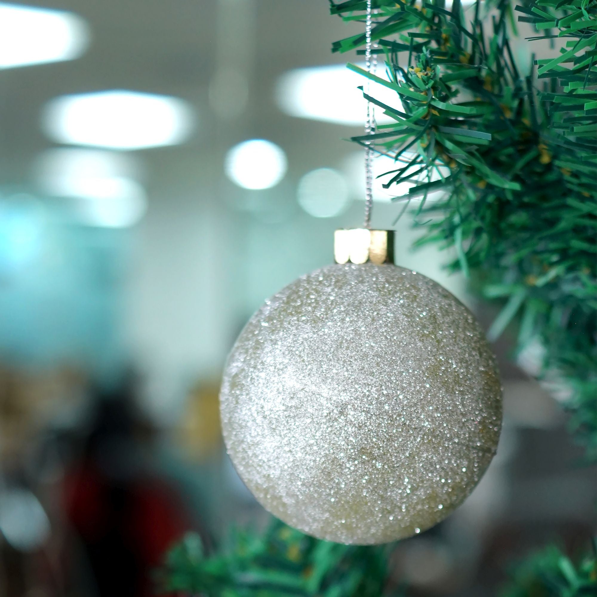Handmade Christmas Ornaments - Glitter Baubles, 70mm, Silver, 4pc