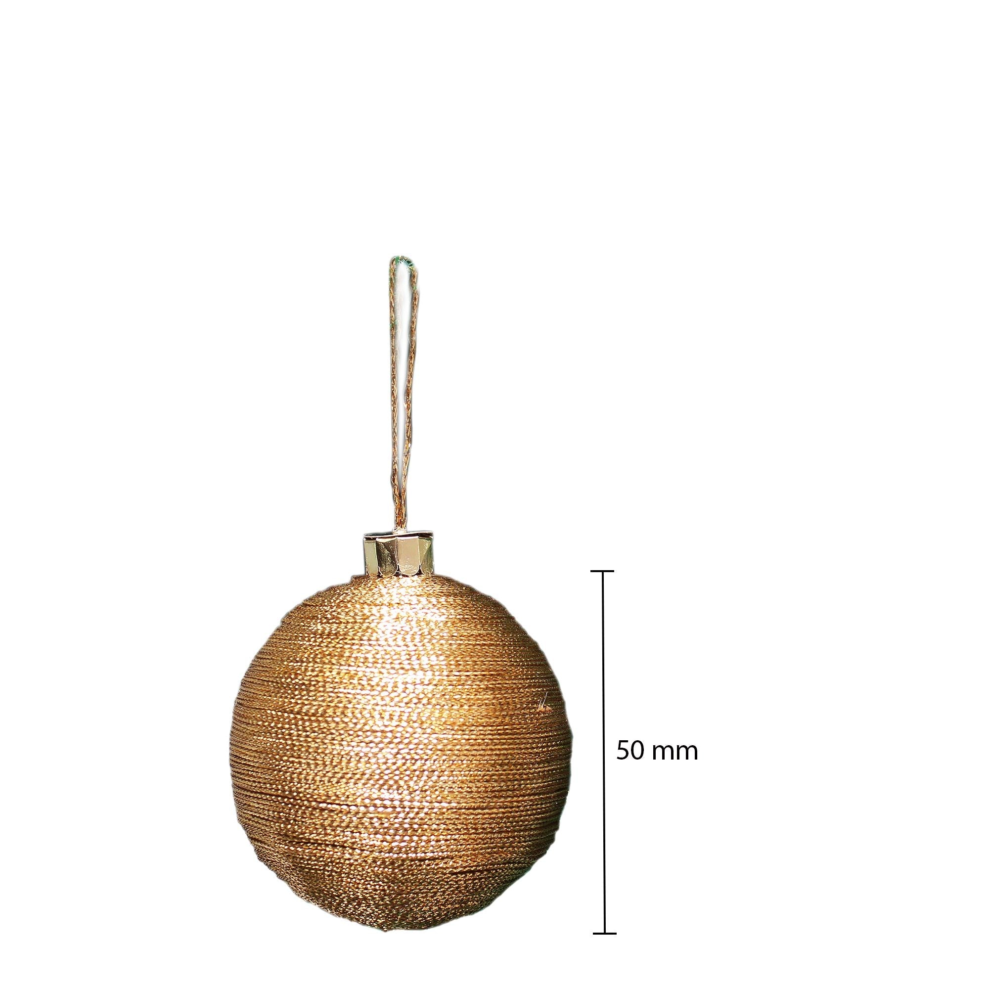 Handmade Christmas Ornaments - Lurex Baubles, 50mm, Gold, 4pc