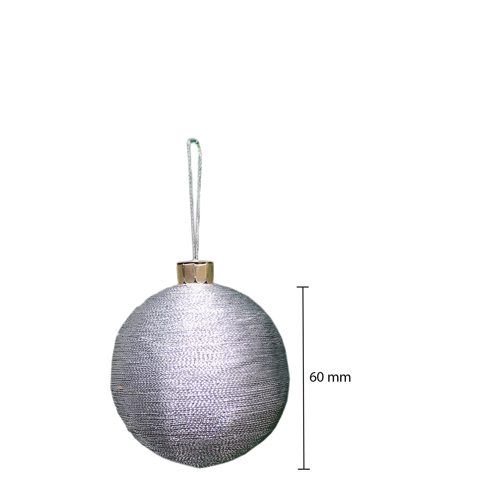 Handmade Christmas Ornaments -Lurex Baubles, 60mm, Silver, 4pc