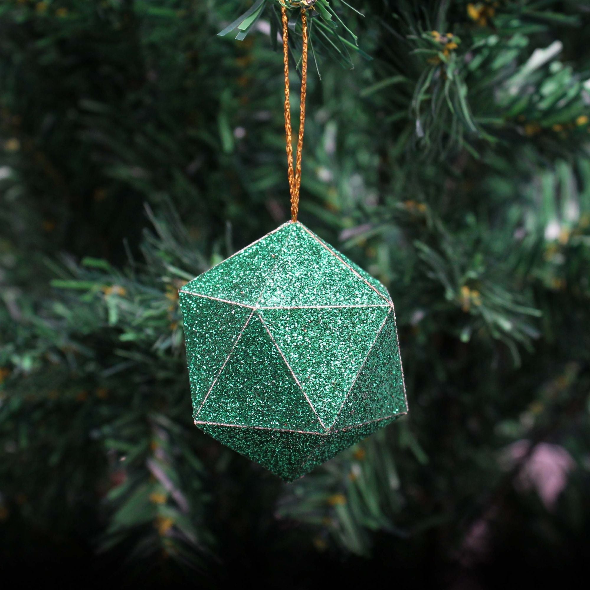 Handmade Christmas Trapezoid Hanging Glitter Ornaments, 65mm, Green, 4pc