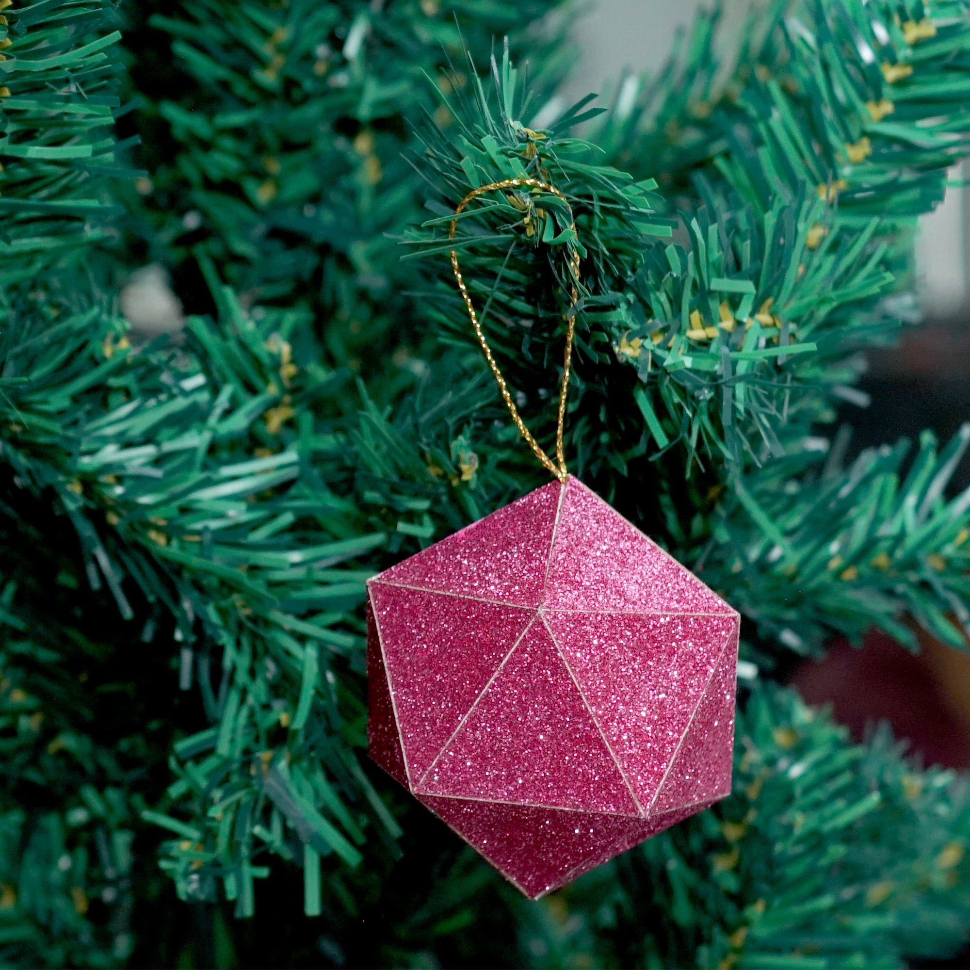 Handmade Christmas Trapezoid Hanging  Glitter Ornaments,  65mm, Assorted Colours - Blue, Purple, Silver, Pink, 4pc