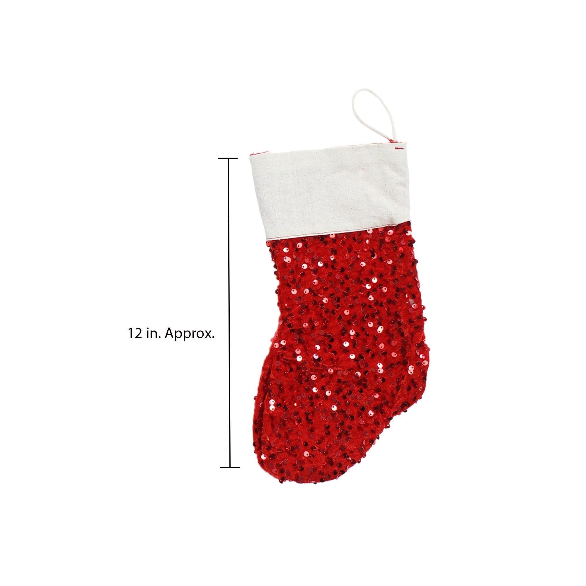 Handmade Christmas  Stocking, 12inch, Red Sequin, 1pc
