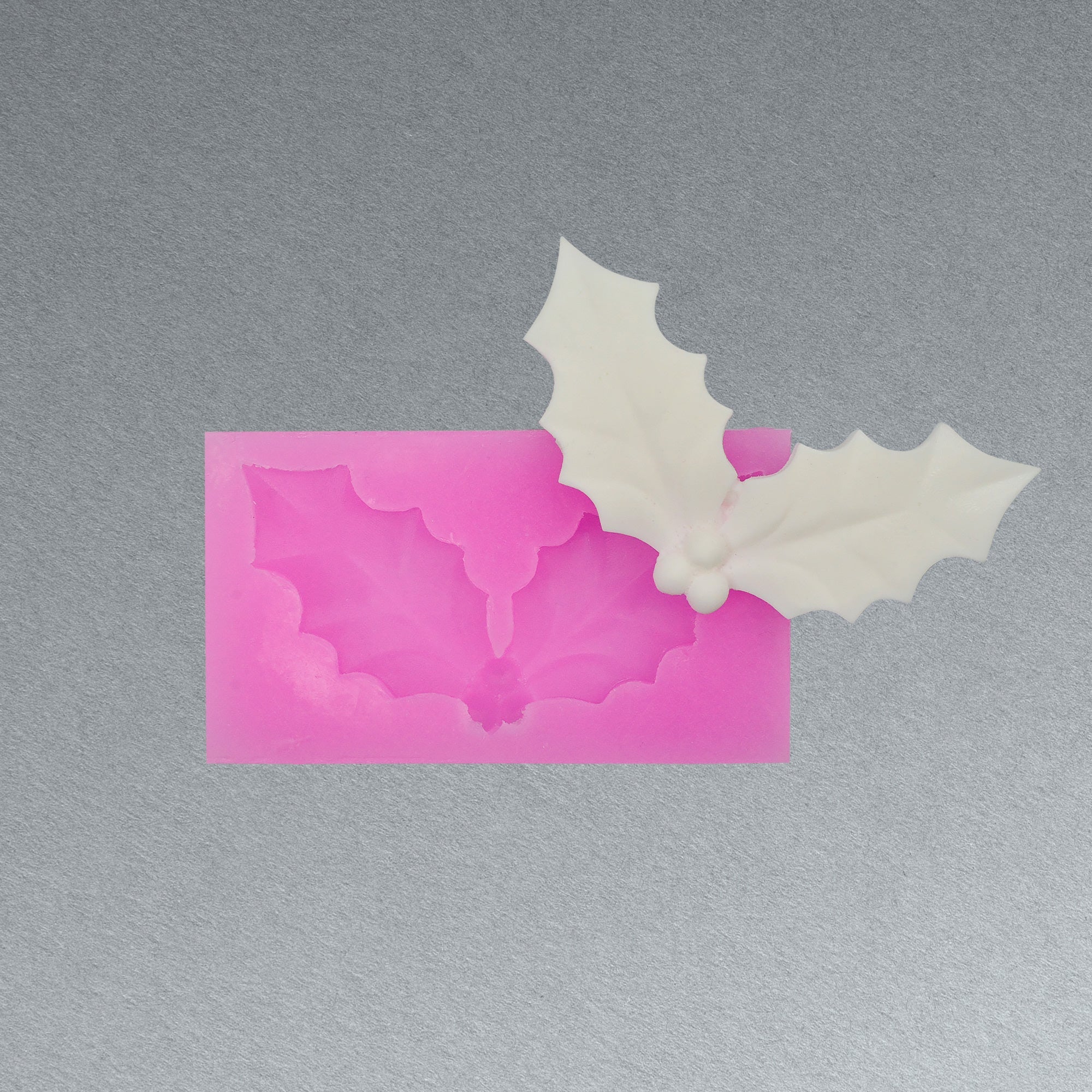 Silicone Mould Holly & Berries - W 1.82 X L 3.12inch, D - 10mm, 1pc