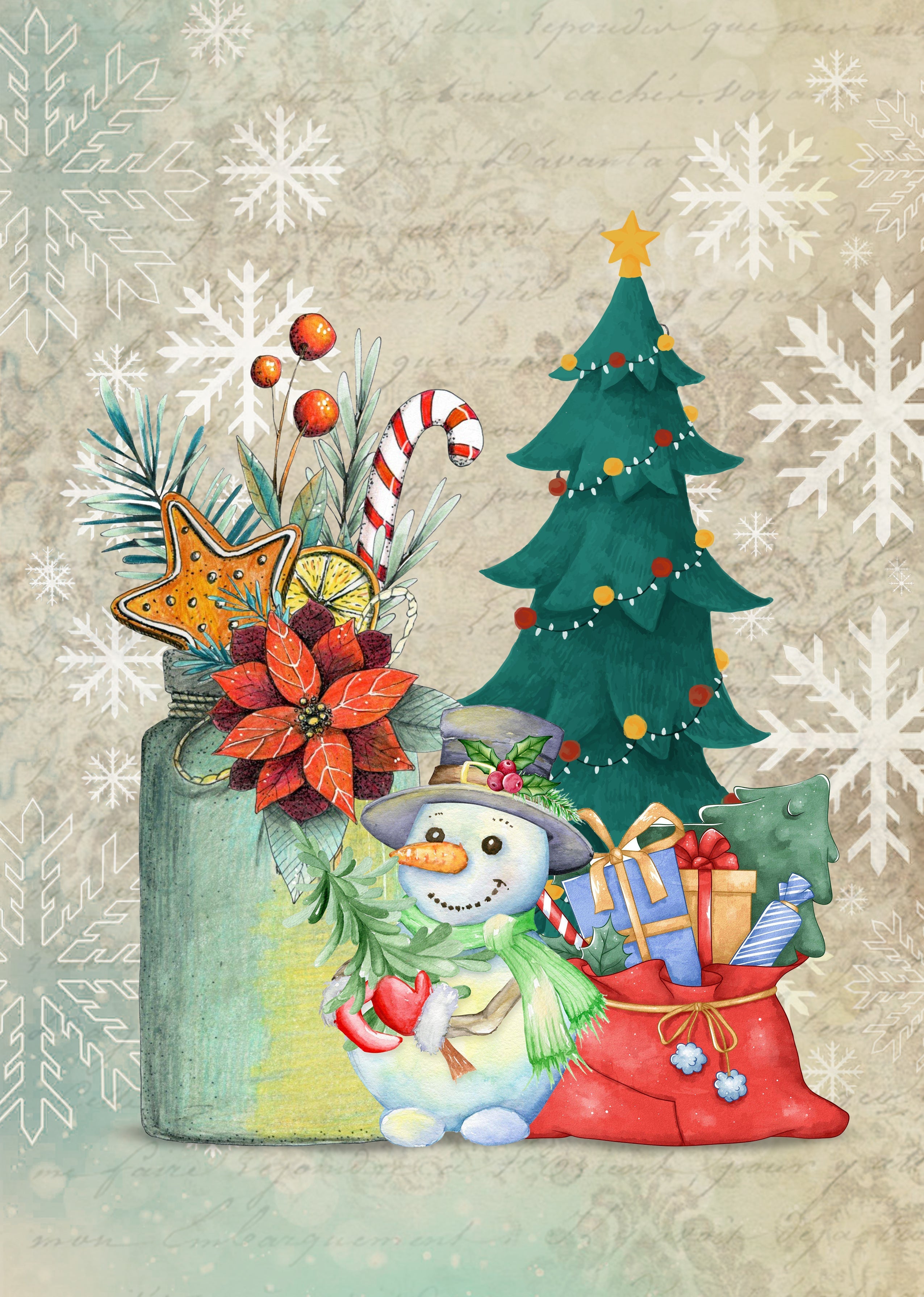 Decoupage Paper Joyful Christmas A4 2 Designs 4Sheets