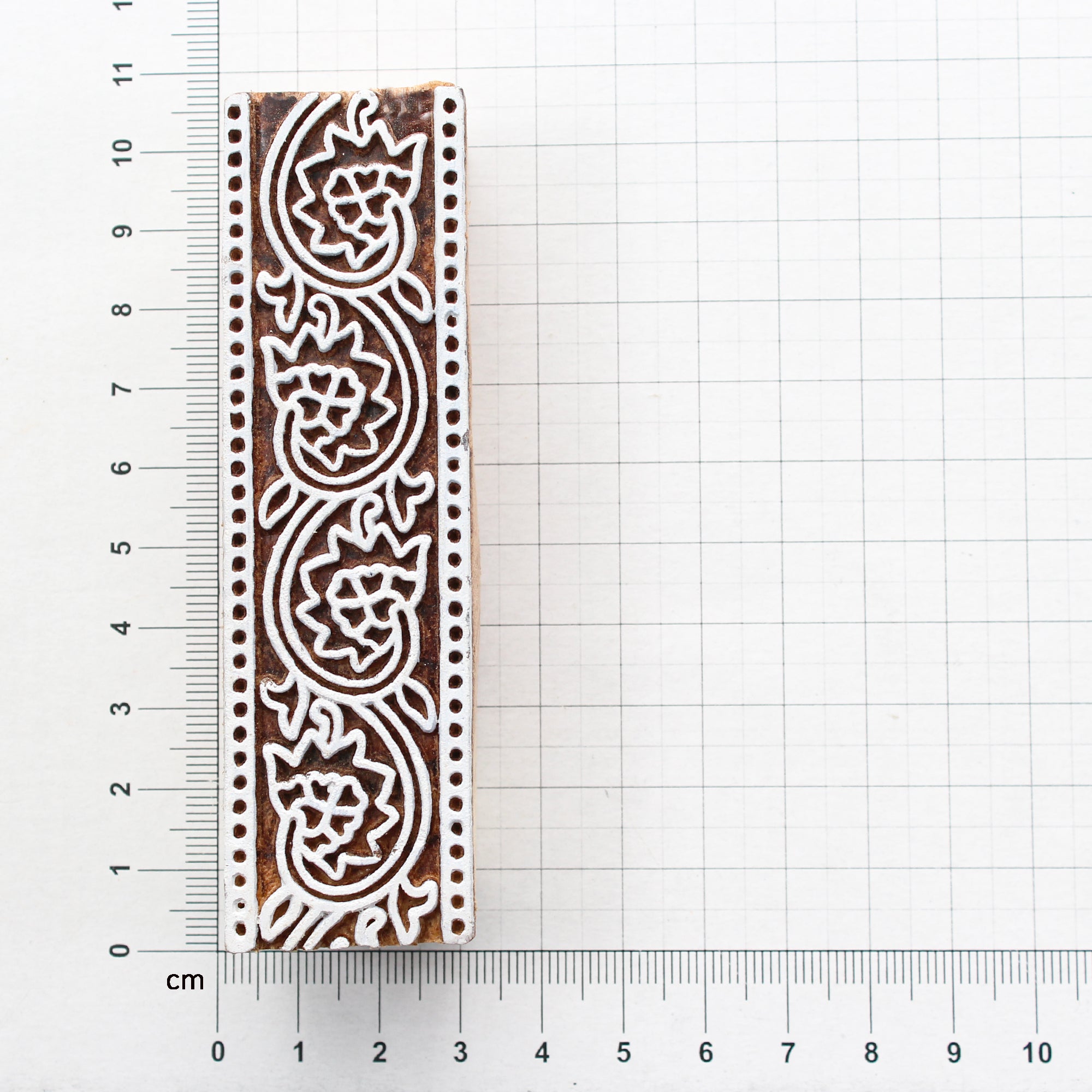 Hand Carved Wooden Printing Block Blooming Wine Border W 1inch X L 4inch 1pc