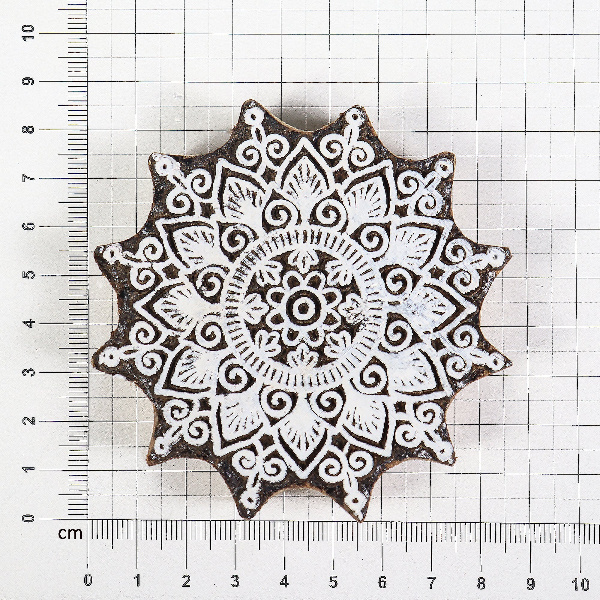 Hand Carved Wooden Printing Block Ethnic Mandala W 5.5inch X L 4.5inch 1pc