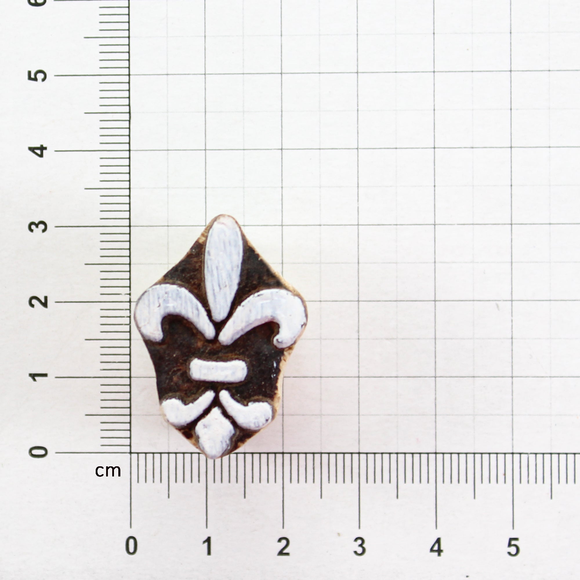 Hand Carved Wooden Printing Block Fleur-De-Lis W 1inch X L 1inch 1pc