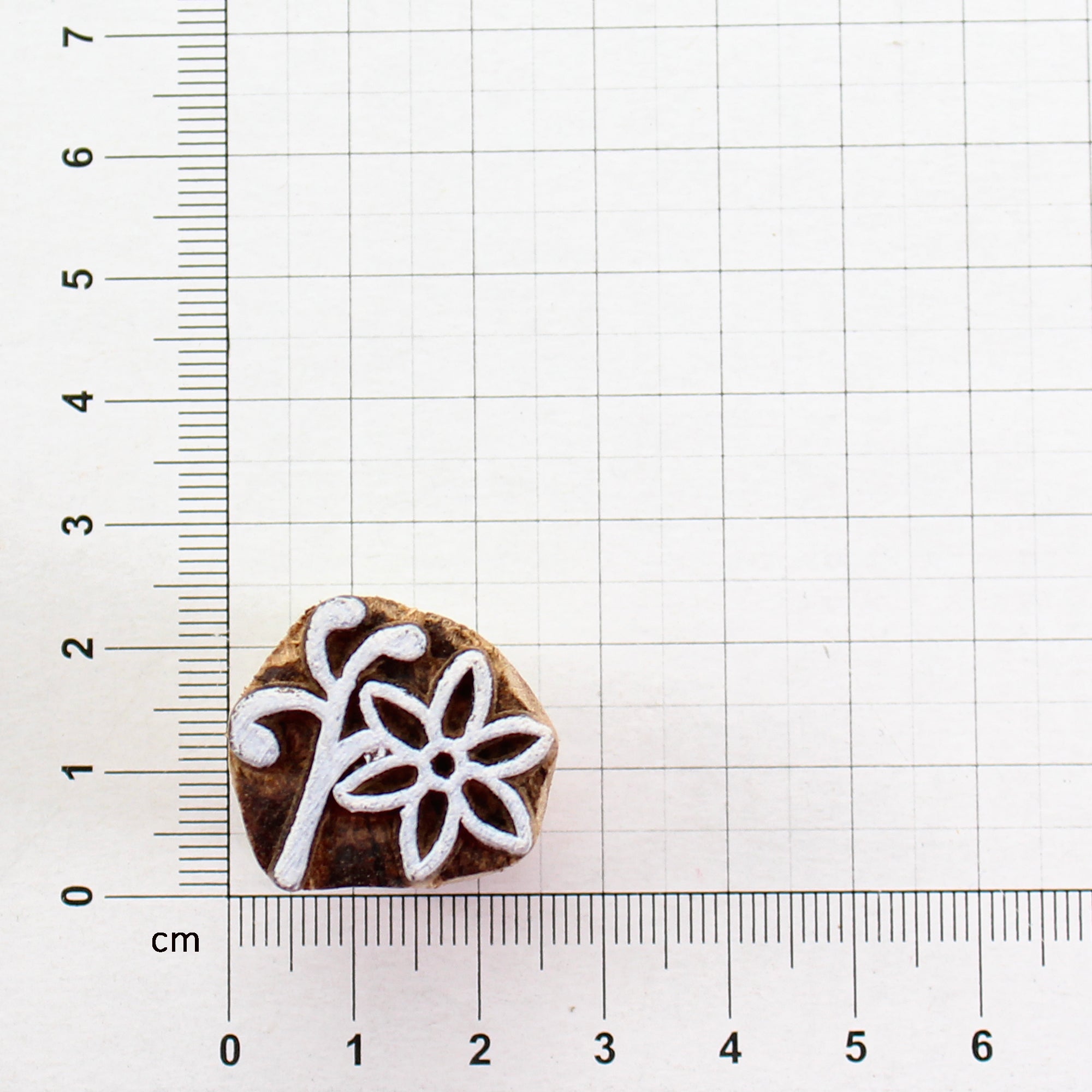 Hand Carved Wooden Printing Block Small Meadow Flower W 1inch X L 1inch 1pc